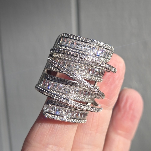 Sterling S925 silver Zircon & Topaz finger cuff sz10 - Picture 9 of 13